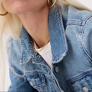 J CREW Denim Trucker Jacket ~ Medium Wash Blue Jean ~ Silver Buttons ~ XL